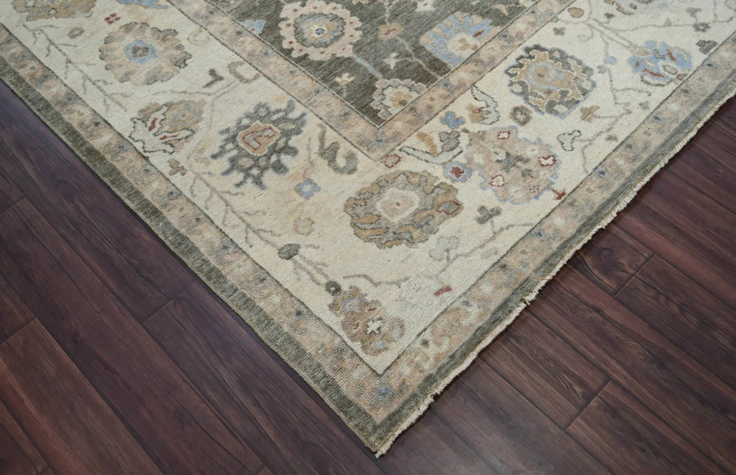 LoomBloom 10x14 Gray Wool Traditional Turkish Oushak Hand Knotted  Oriental Area Rug-2