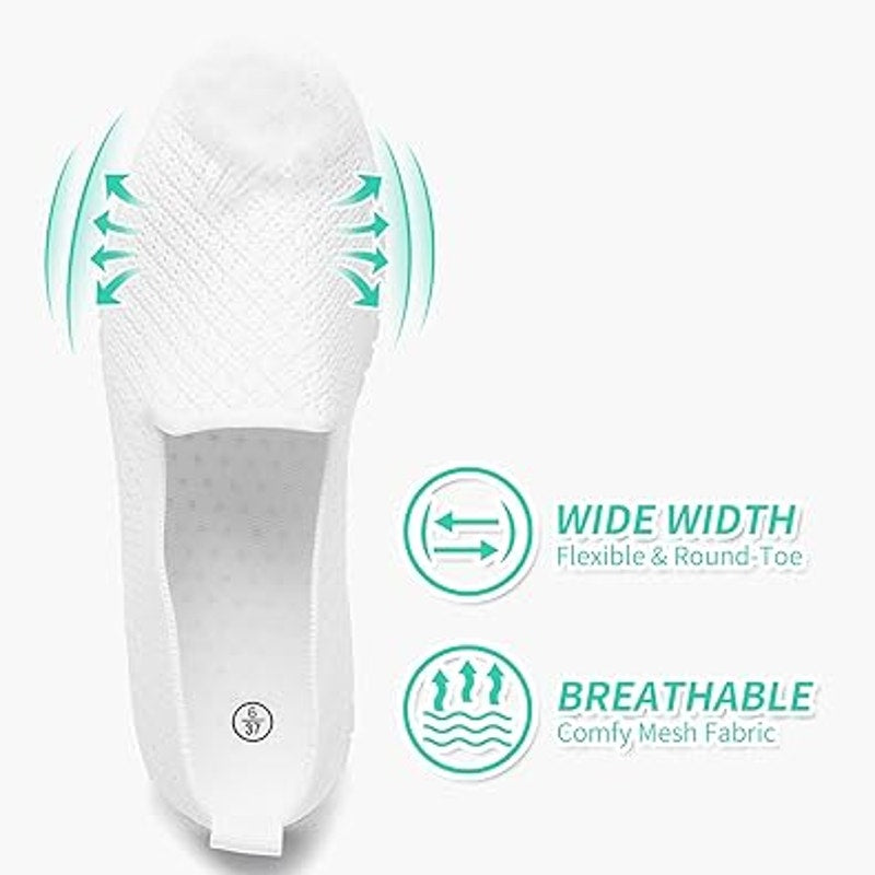 Babudog Womens Size 7 White Mesh Slide On Breathable Comfort Walking Shoes
