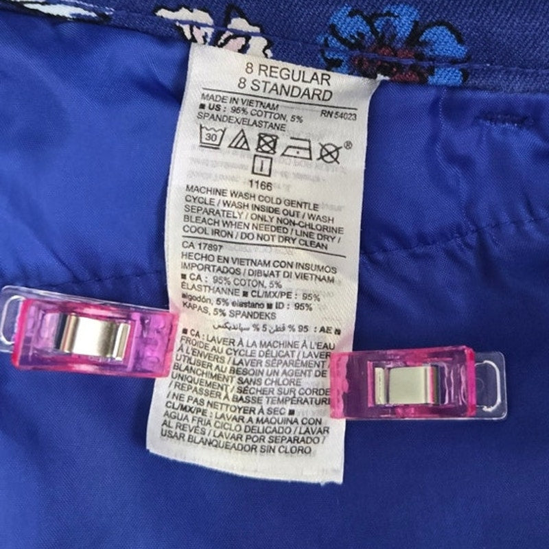 Old Navy Womens 8 Midrise Pixie Stretch Cotton Floral Latch & Eye Jeans