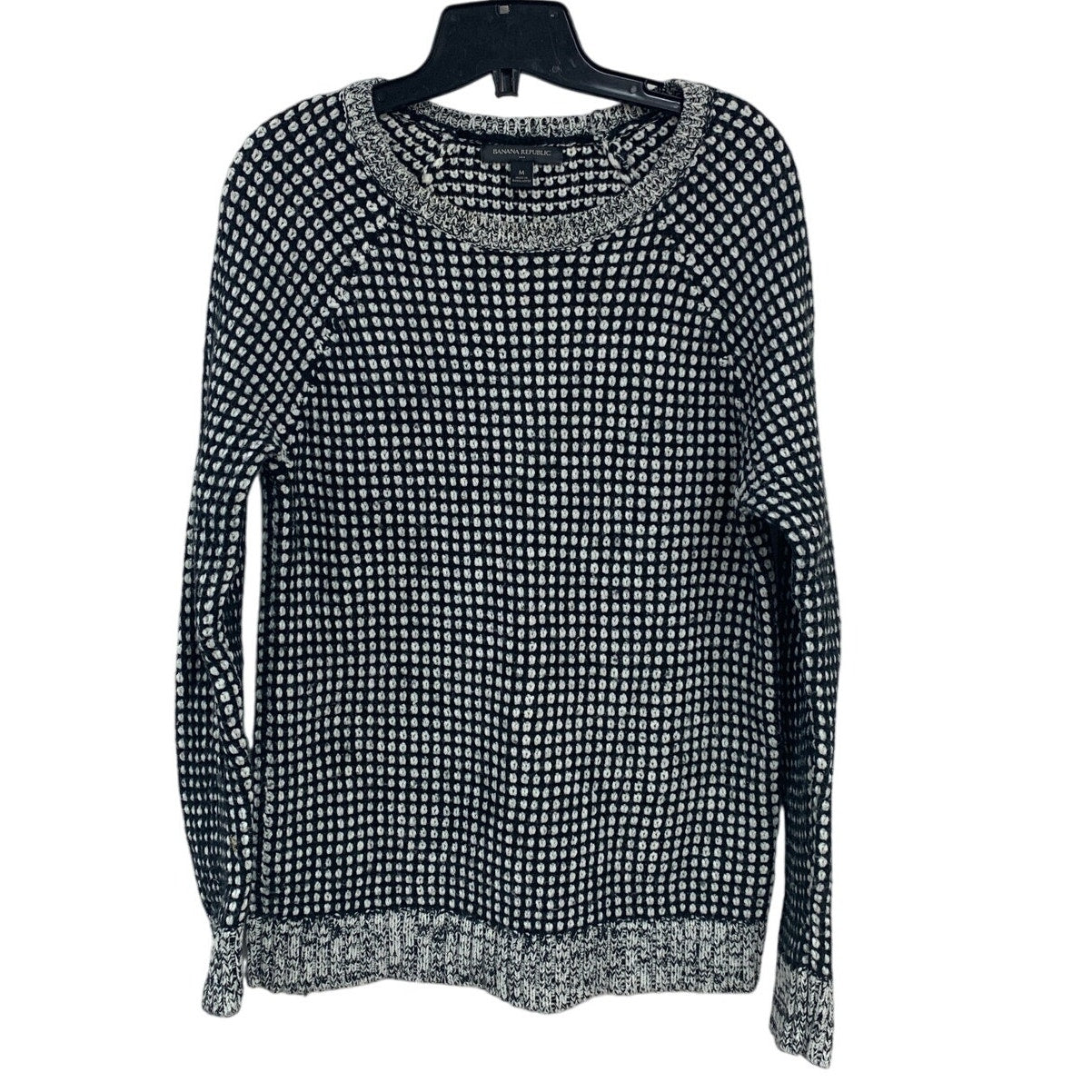 Banana Republic Womens Medium Long Sleeve Square Pattern Crew Neck Knit Sweater