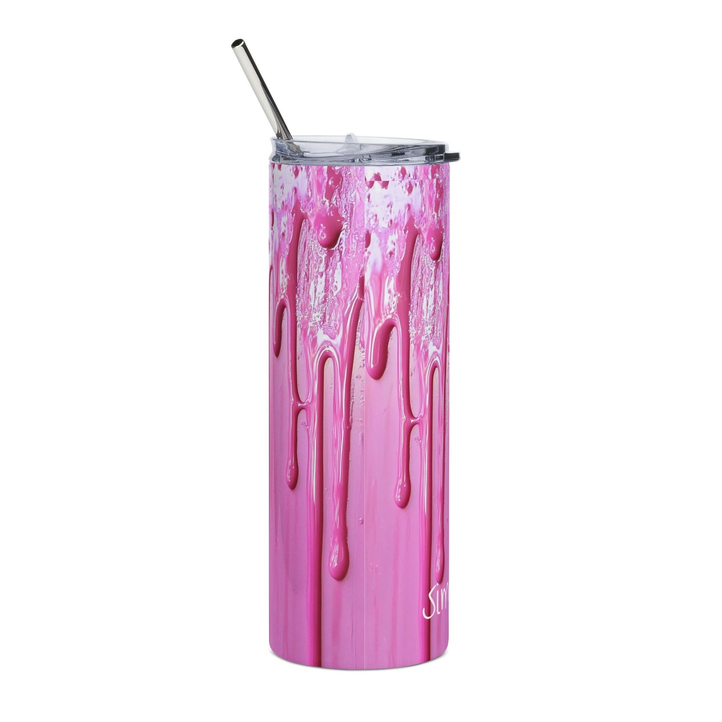 Simple Pleasures Pink Dripping Paint Tumbler 20oz Stainless Steel