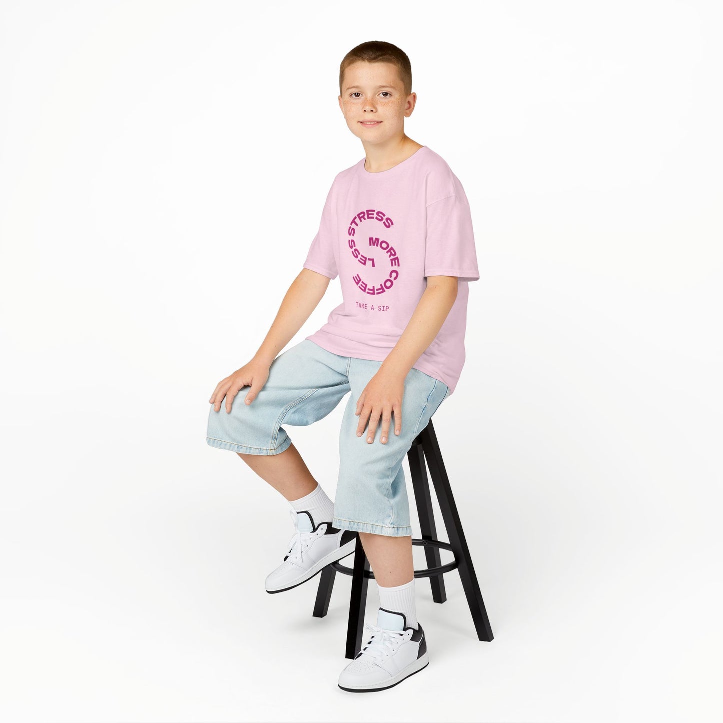 Kids' Coffee Vibes Tee - 'Less Stress, More Coffee'