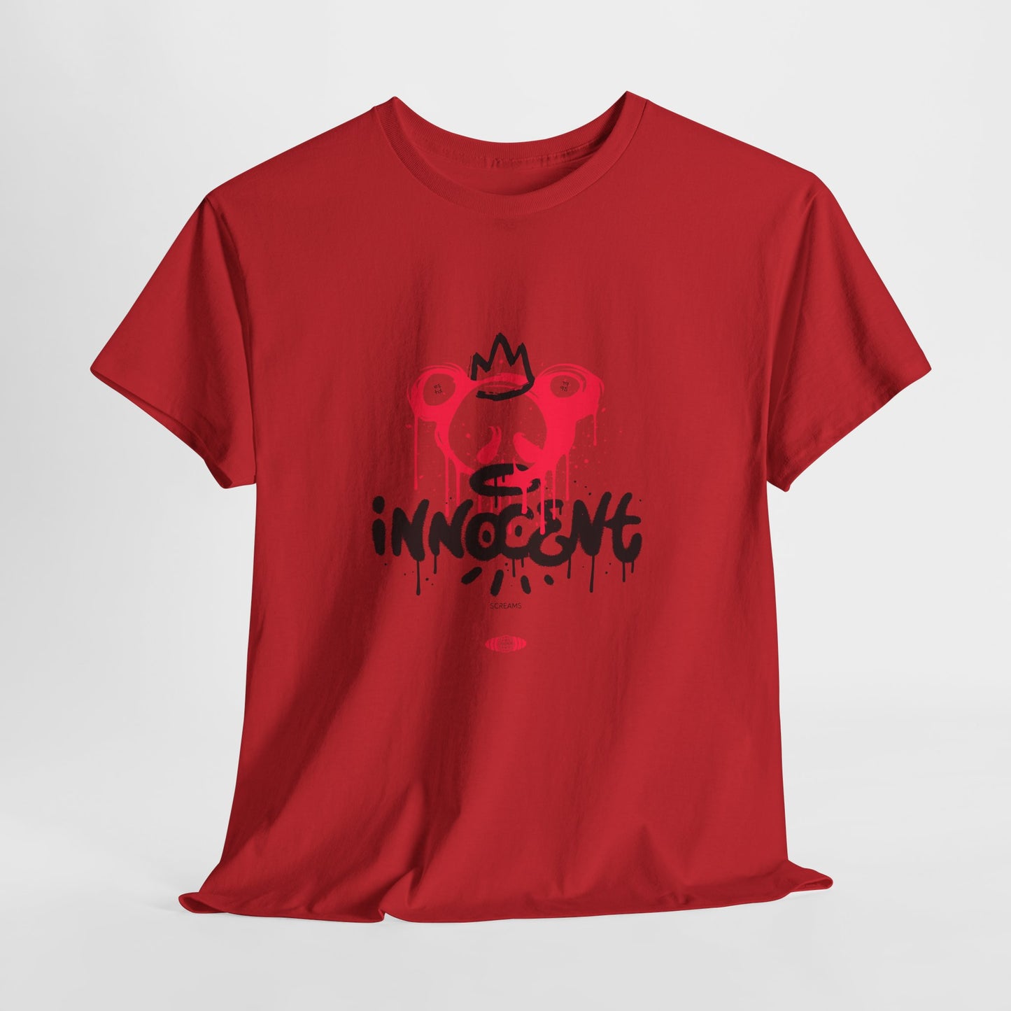 Edgy Graphic Tee: 'Innocent' Design, Urban Fashion, Streetwear, Unisex Cotton T-Shirt, Music Festivals, Casual Wear