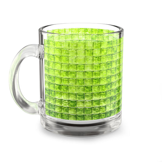 Lime Green Mosaic Pattern Glass Mug 10oz