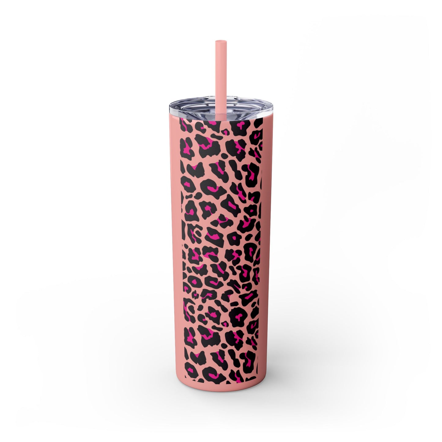 Leopard Print Skinny Tumbler with Straw, 20oz - Perfect for Travel, Gifts, and Everyday Hydration, Stylish Drinkware, Animal Print Tumbler