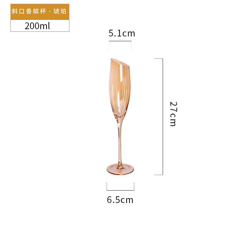 Creative Crystal Glass Champagne Flutes Electroplated Amber smoke gray wine glass Household goblet wedding Wine Glasses