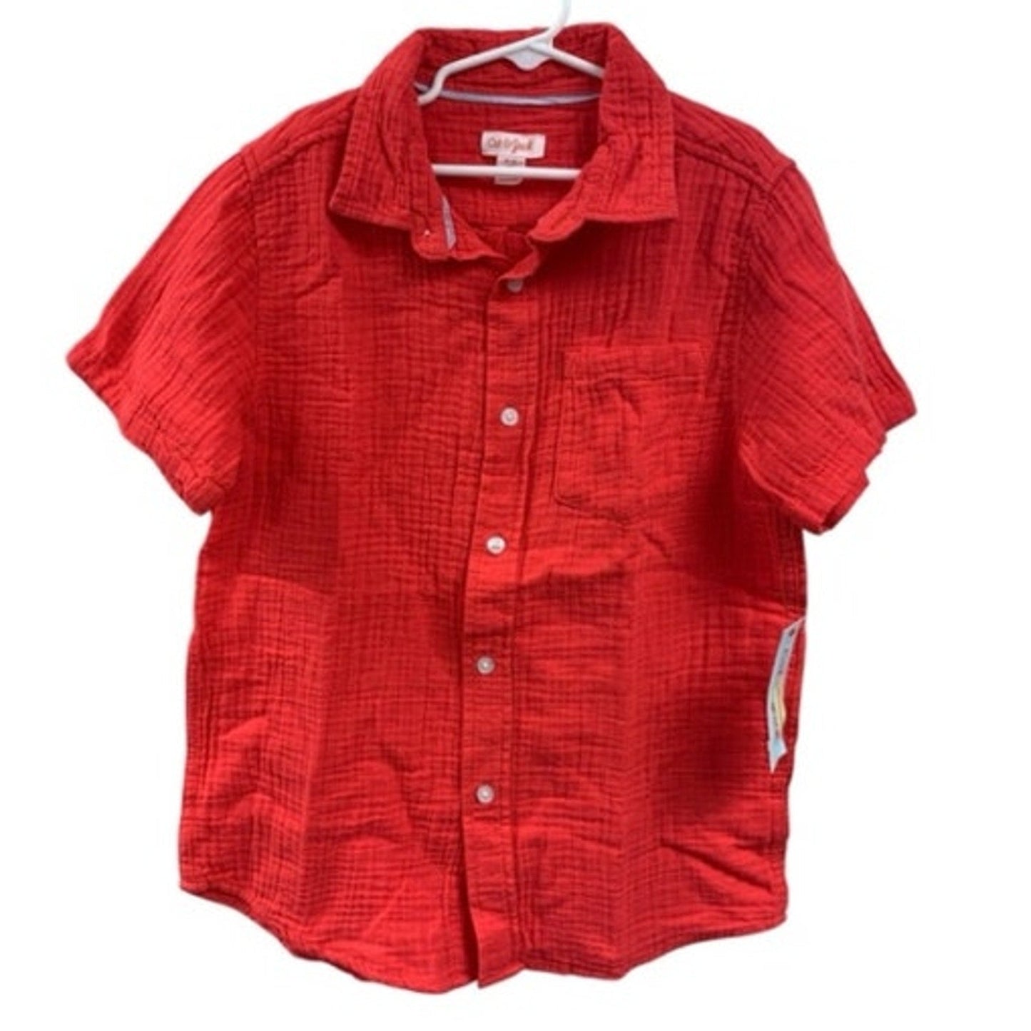 2 New Cat & Jack Boys Large (10-12) Short Sleeve Floral Melon Button Up Shirts