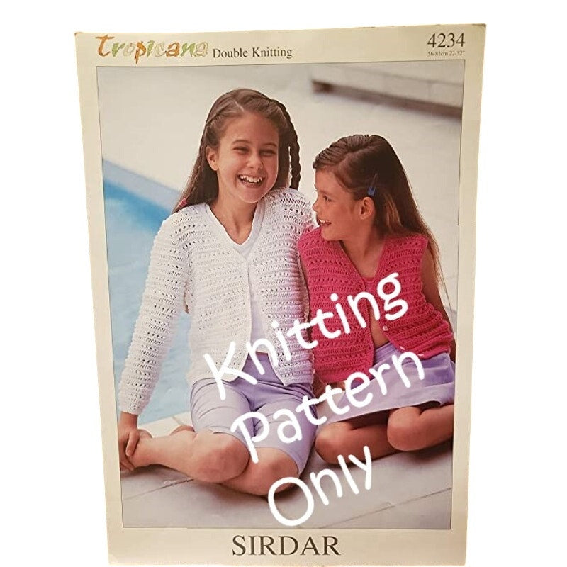 New Sirdar 4234 Tropicana Double Knitting Child Cardigan Sweater Pattern