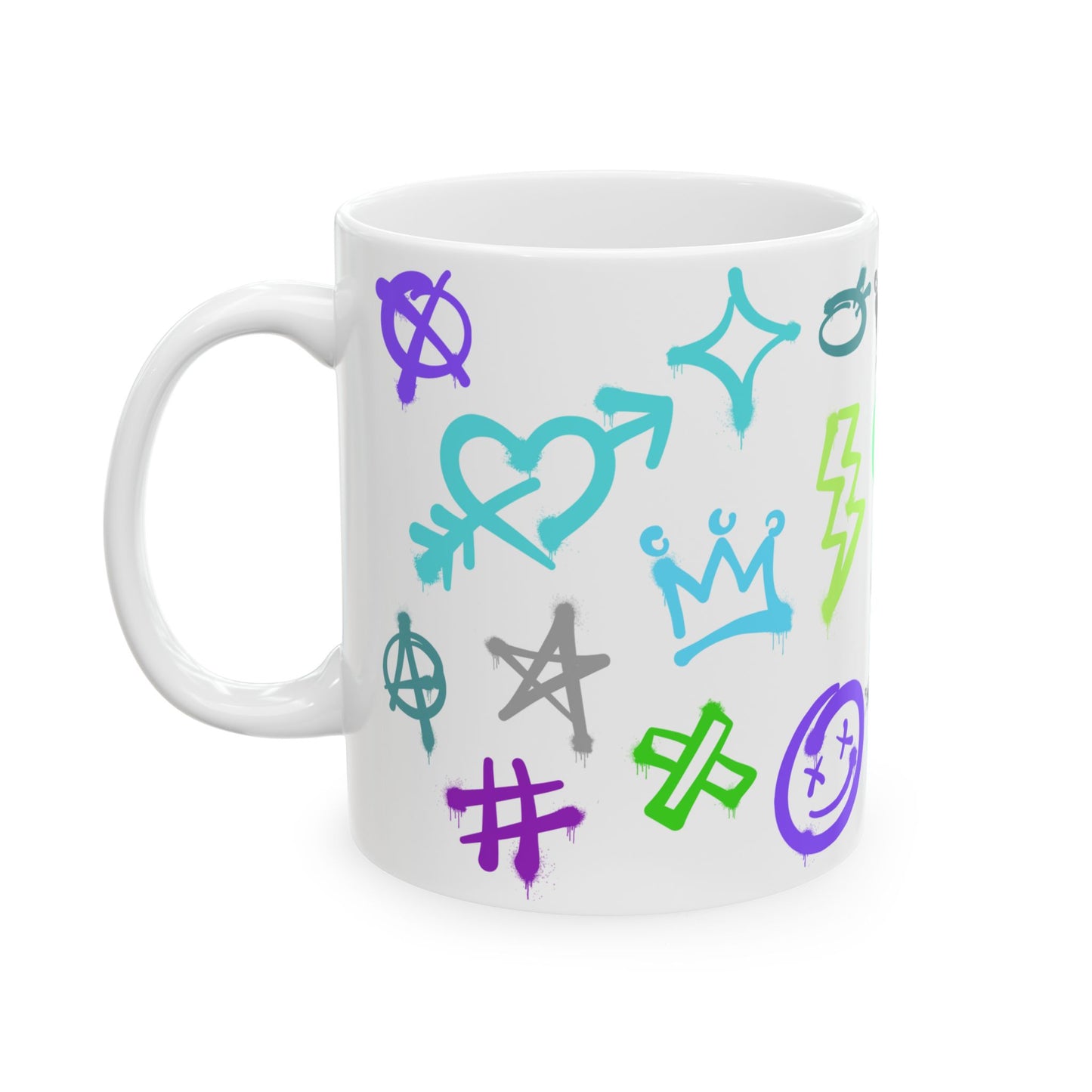 SMILE Vibrant Graffiti Ceramic Mug, Art Mug, Unique Gift, Inspirational Mug, Coffee Cup, Fun Drinkware