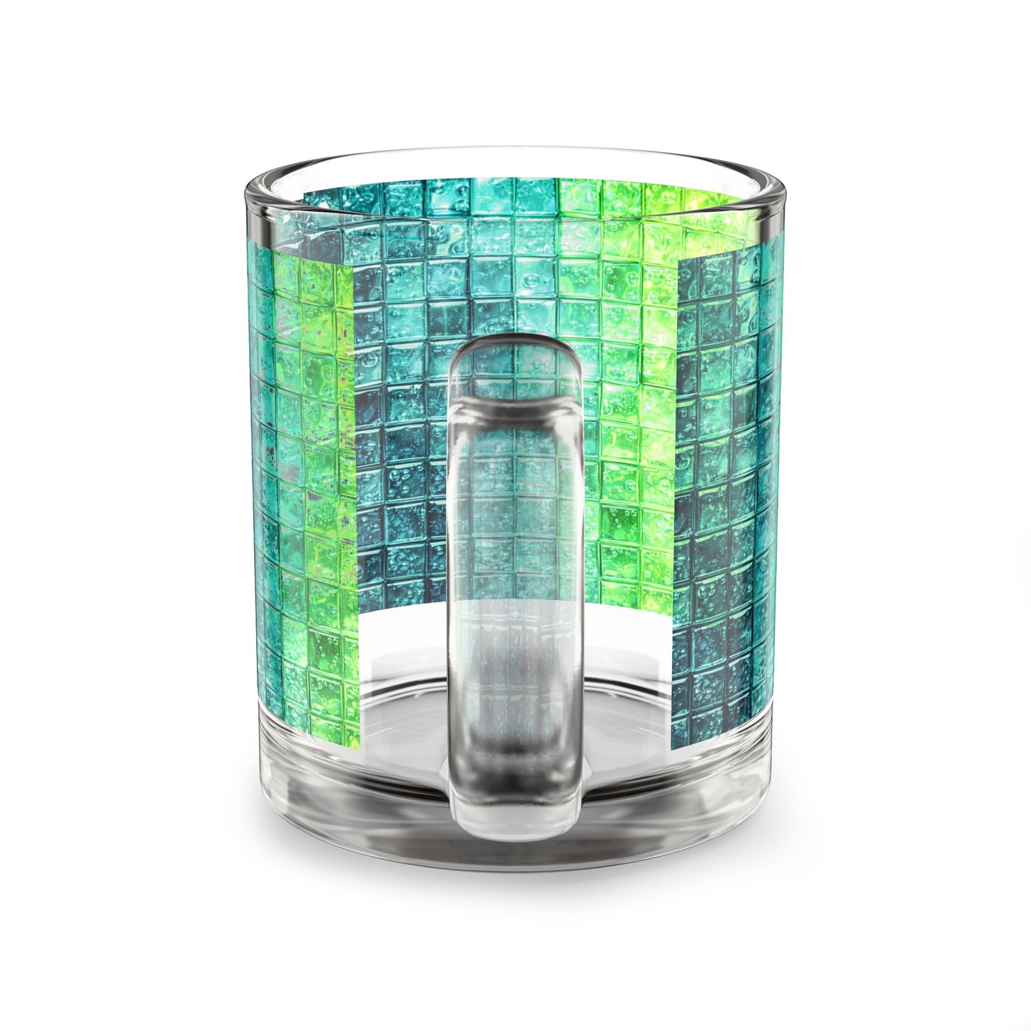 Teal Green Mosaic Tile Glass Mug 10oz