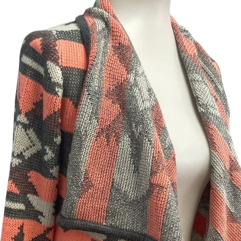 Blu Pepper Women Small Acrylic Long Sleeve Open Front Geometric Cardigan Sweater