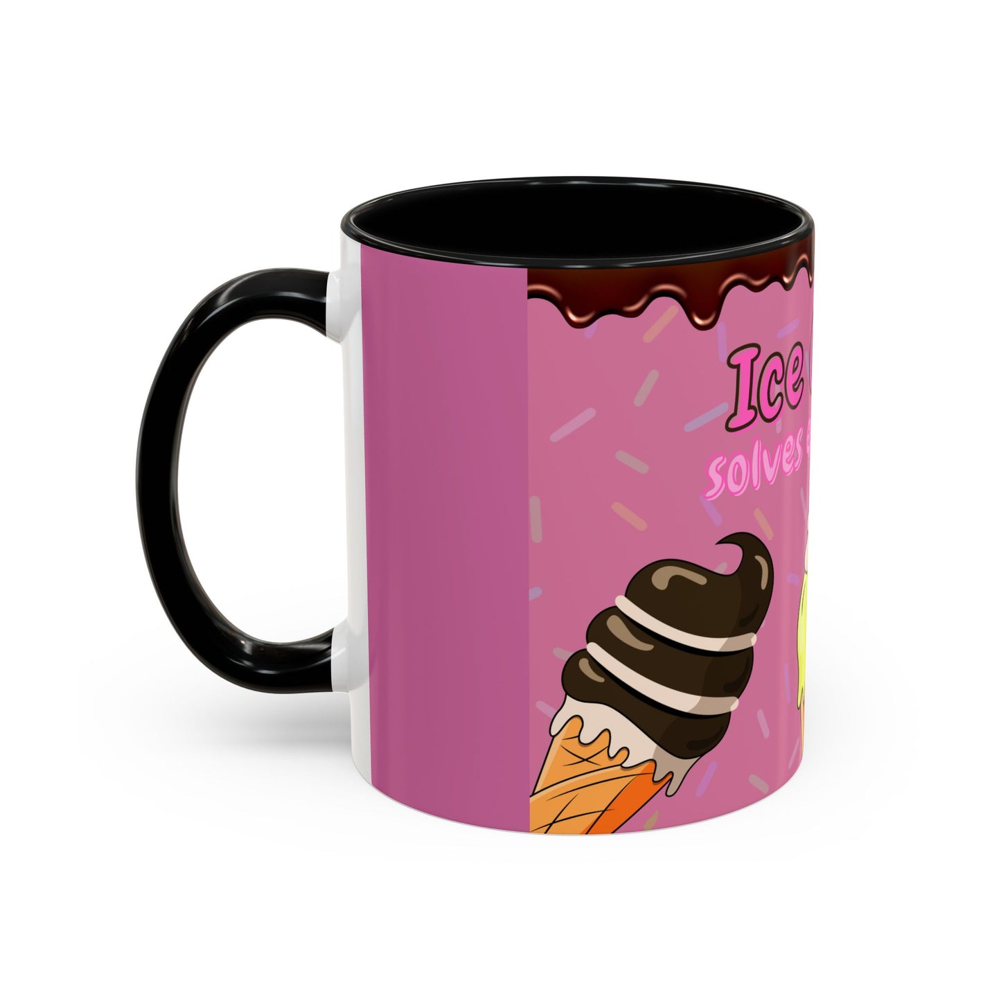 Ice Cream Solves Everything Coffee Mug - Fun Beverage Cup for Ice Cream Lovers, Gift for Holidays, Birthday, Summer