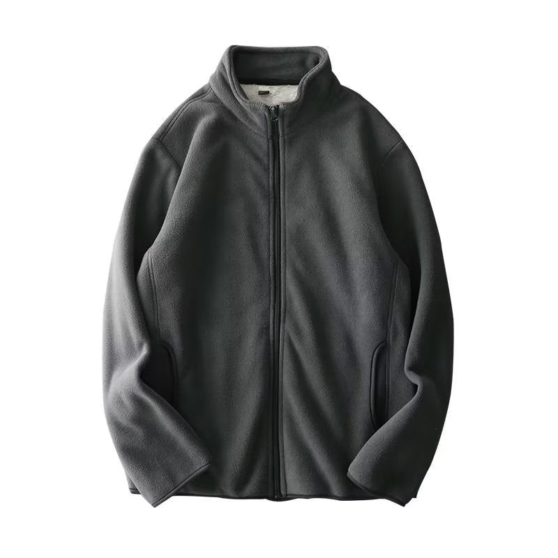 Jacket Men Winter Warm Thickened Stand-up Collar Cotton Coat Open Front Sweatshirt