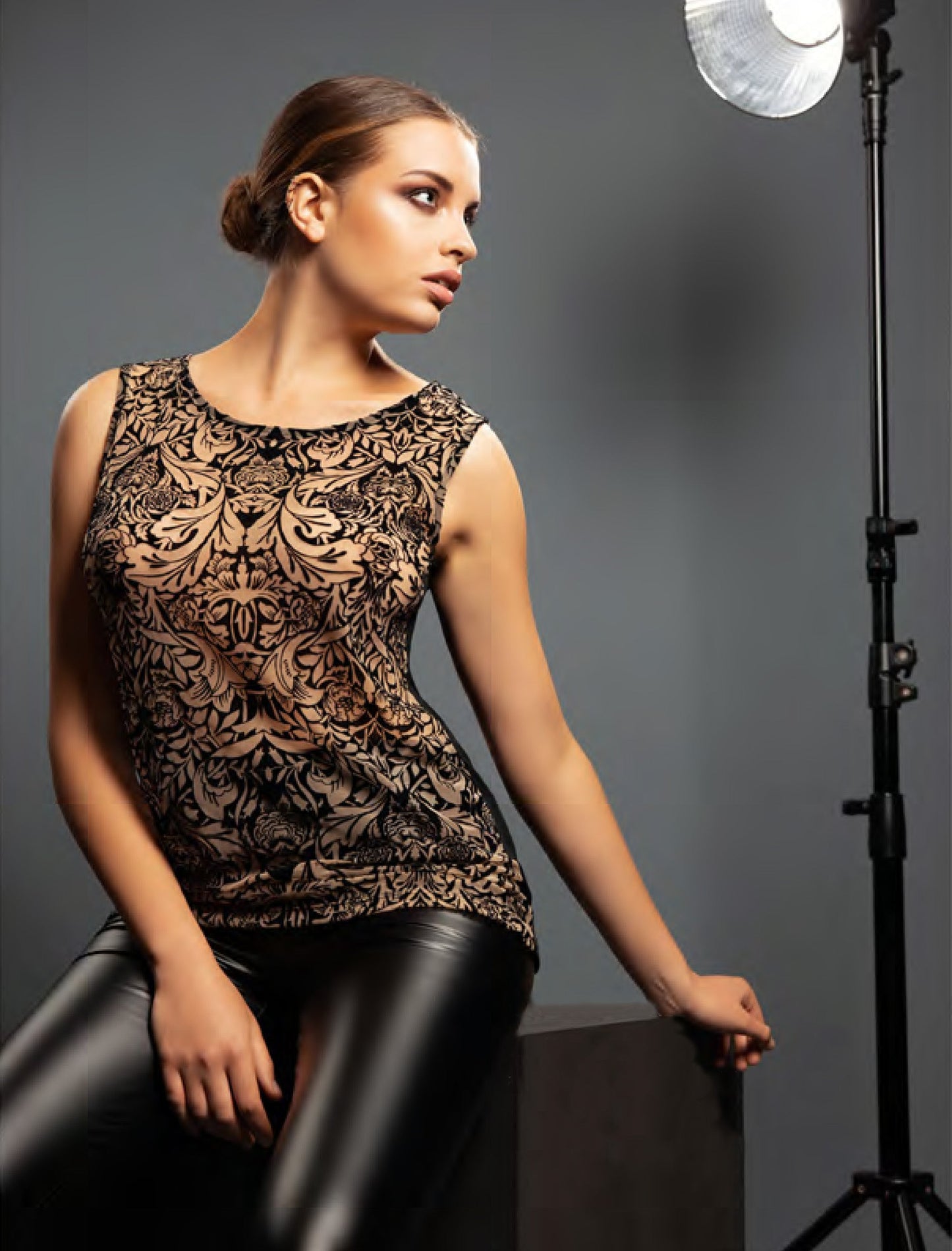 EGI Exclusive Merino Wool Blend Tank Top with Tulle. Proudly Made in Italy (4249)
