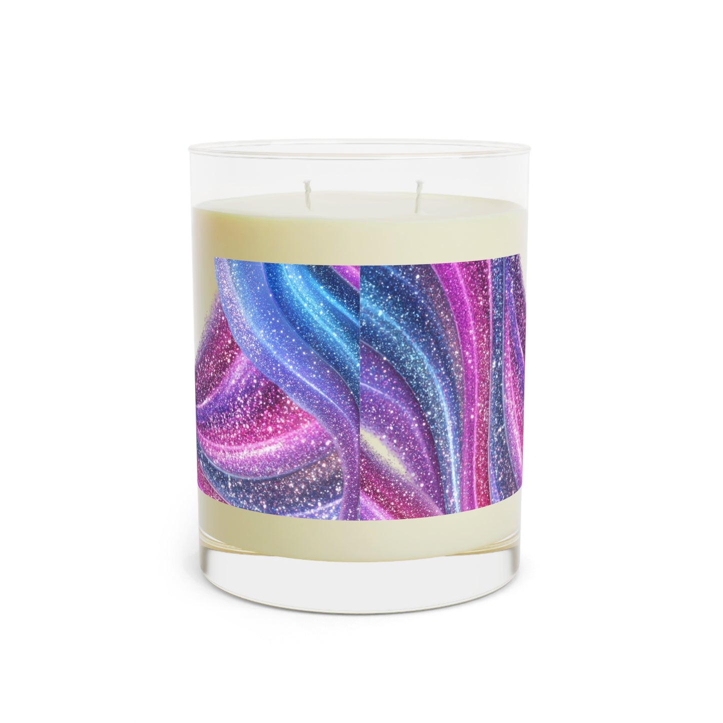 Purple Pink Glitter Swirl Candle 11oz Glass Scented Candle