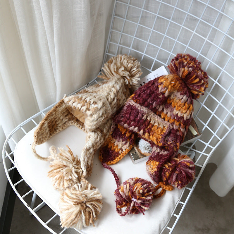 European Yarn Mixed Color Wool Lei Feng Hat