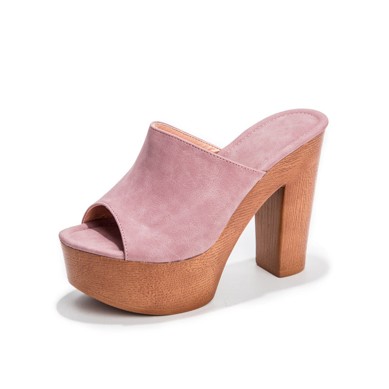 Eilyken Roma Style Platform Slippers Women Casual Peep Toe Wooden Thick High Heels Ladies Shoes Fashion Sandals Big Size