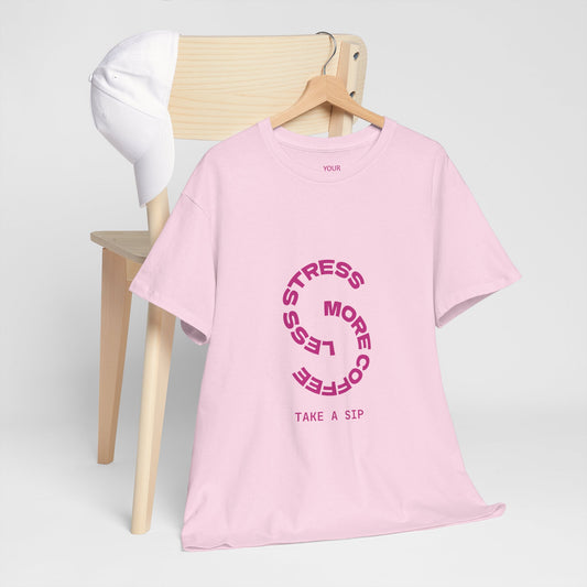 Less Stress More Coffee Unisex Heavy Cotton Tee