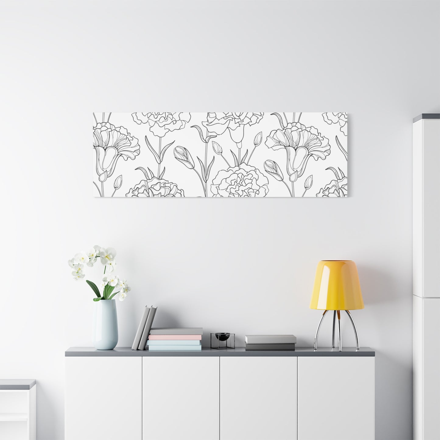 Floral Canvas Art, Stretched Wall Decor, Home Gift, Botanical Print, Modern Design, Matte Finish