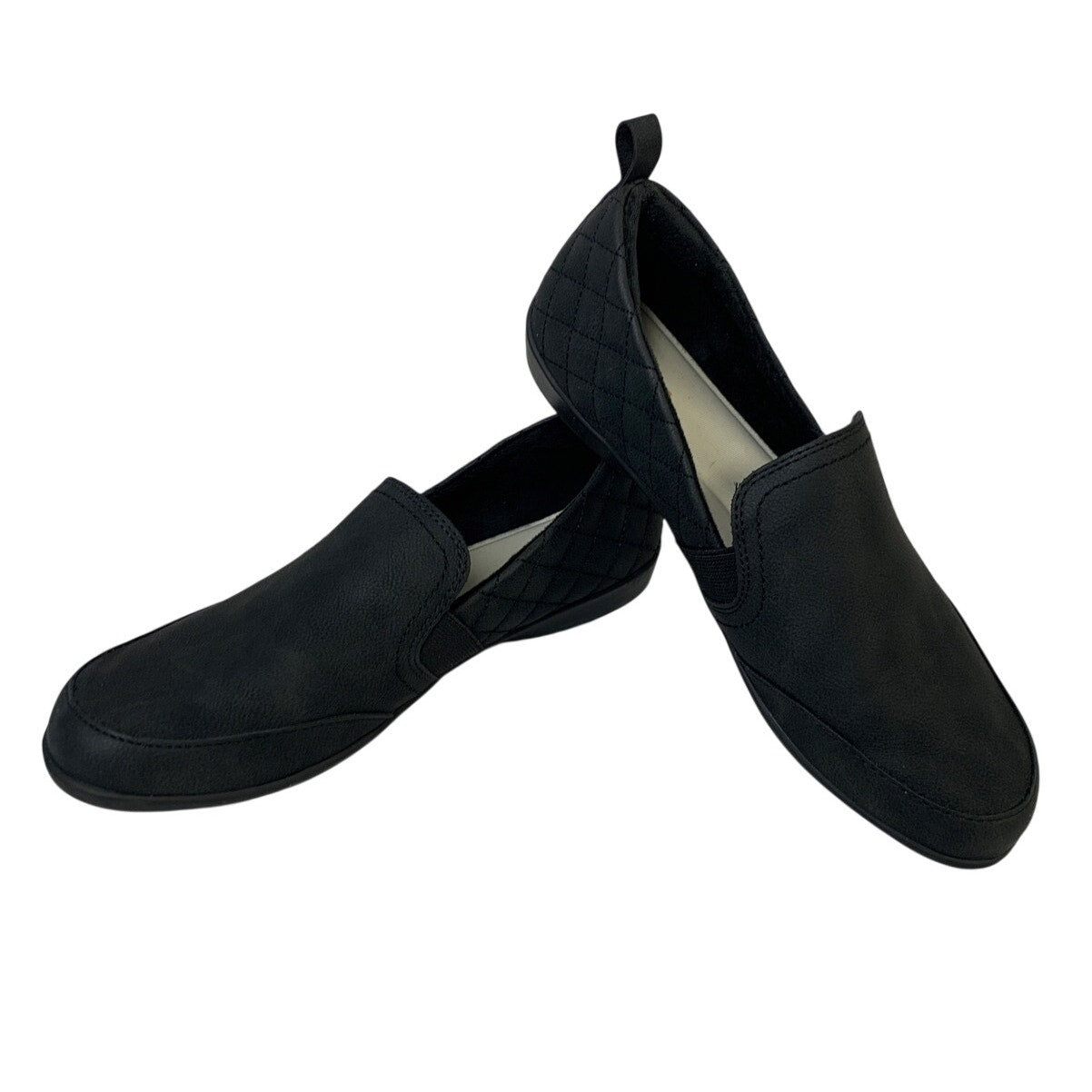 JSport Womens Size 8 Black Faux Leather Lisa Slide On Lined Memory Foam Shoes