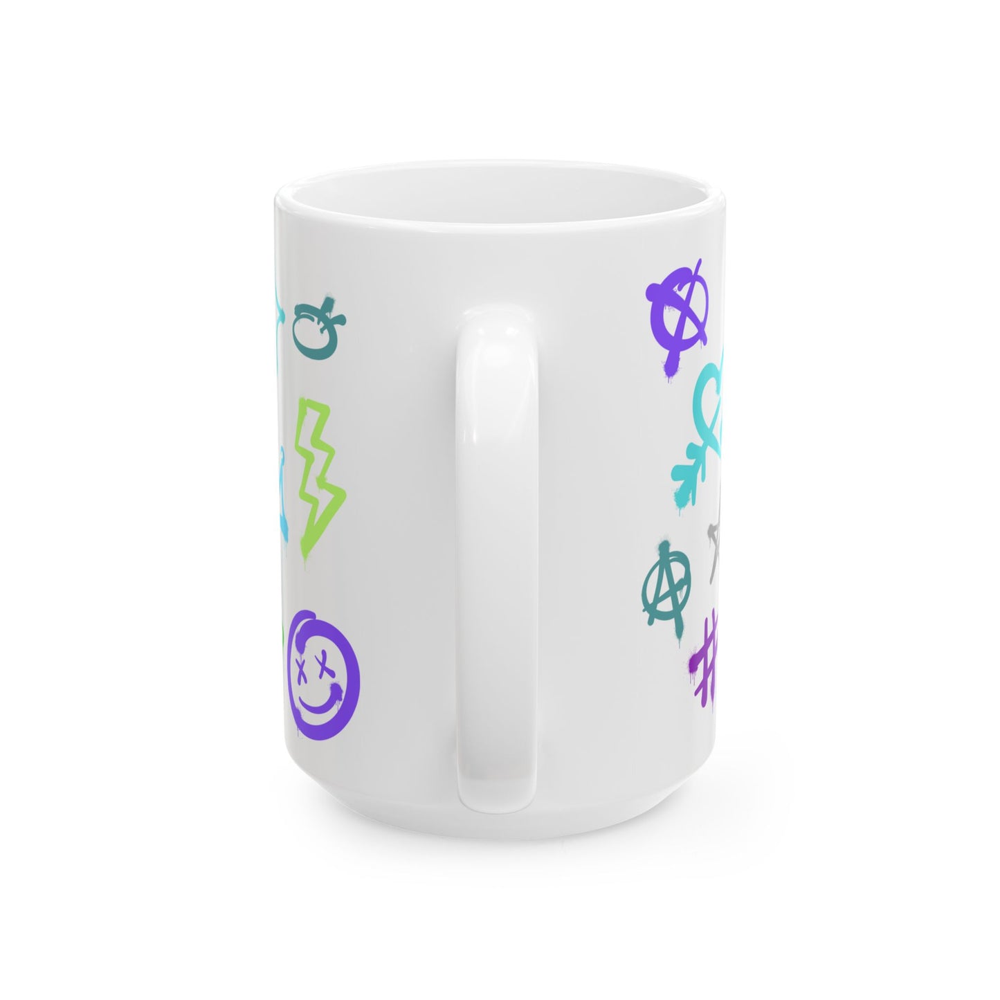 SMILE Vibrant Graffiti Ceramic Mug, Art Mug, Unique Gift, Inspirational Mug, Coffee Cup, Fun Drinkware