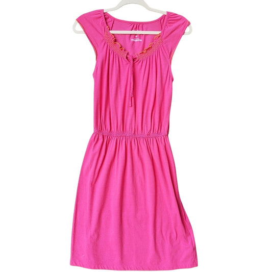 Old Navy Womens Small Cotton Blend Pink Elastic Waist Sleeveless Blouson Dress