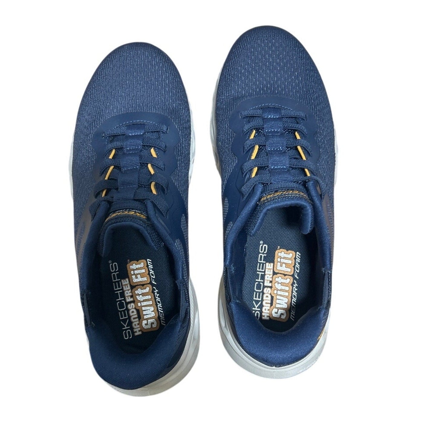 Skechers Men Size 10 Navy Blue Mesh Hands Free Swift Fit Slide On Athletic Shoes