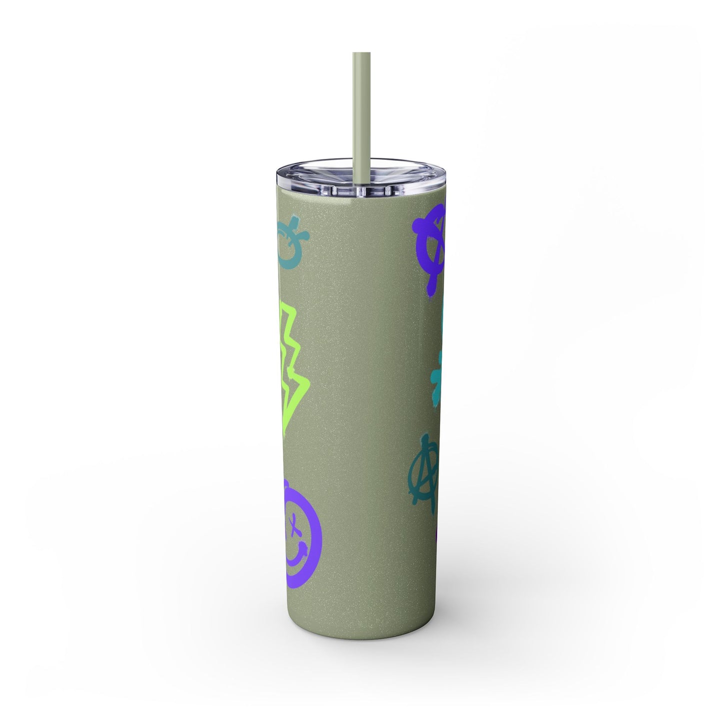 Trendy Skinny Tumbler with Straw, 20oz | Unique Graffiti Style Drinkware for Teens, Gifts, Parties, and Everyday Use