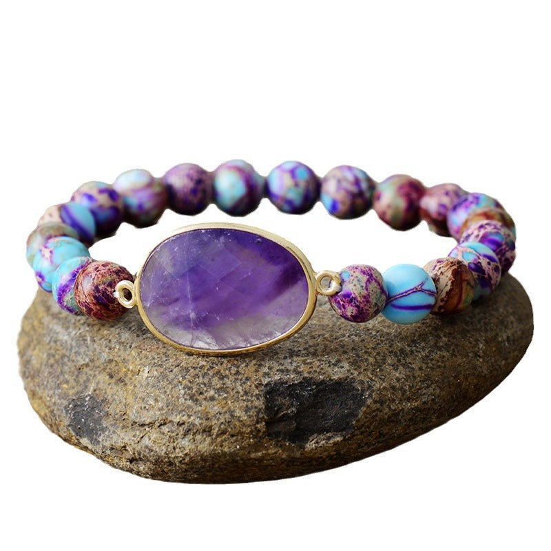 Minimalist, Light-Luxury Resort-Style 8mm Natural Imperial Stone Bracelet