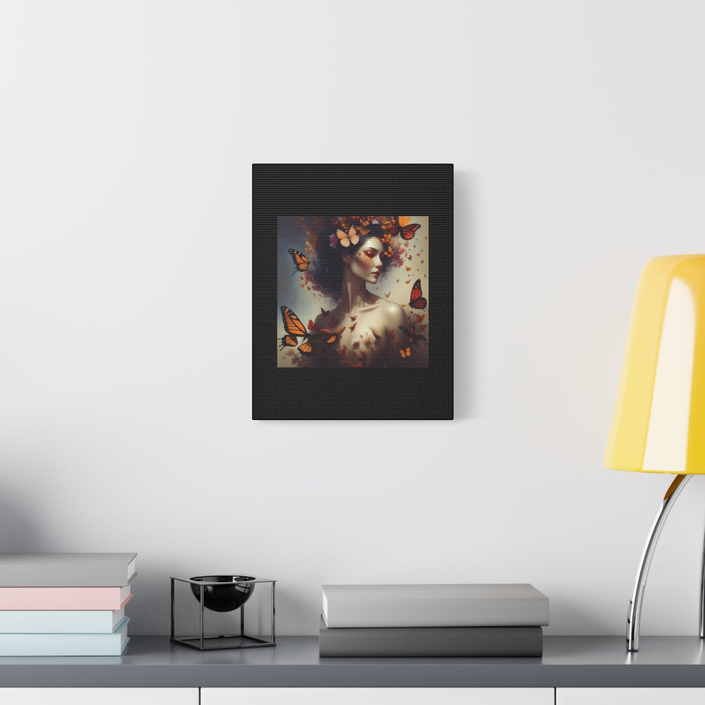 Canvas Wall Art - Butterfly Woman Print, Floral Home Decor, Unique Gift for Nature Lovers, Birthday Decoration, Whimsical Art