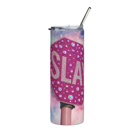 Pink Sparkle 'SLAY' Stop Sign Tumbler 20oz Stainless Steel