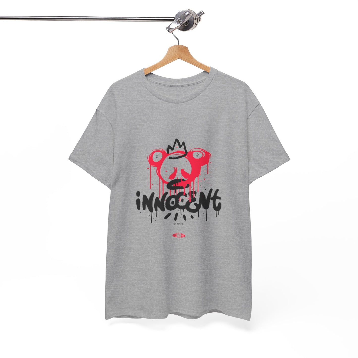 Edgy Graphic Tee: 'Innocent' Design, Urban Fashion, Streetwear, Unisex Cotton T-Shirt, Music Festivals, Casual Wear