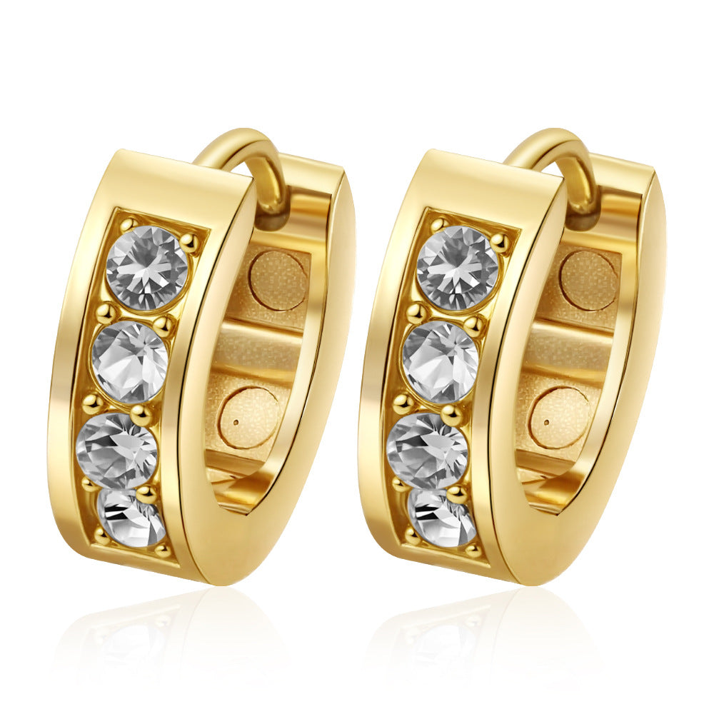 Womens Simple Stainless Steel Hoop Earrings