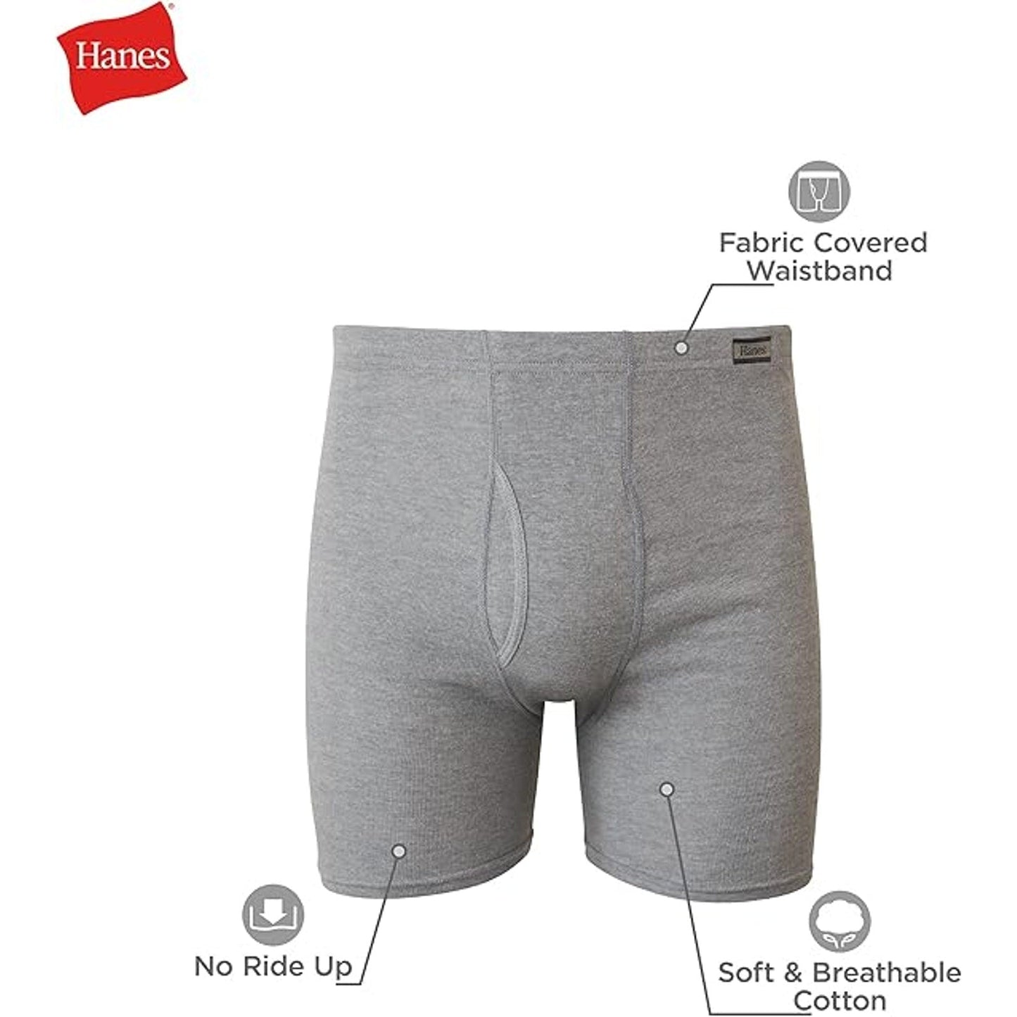 New Hanes 6 Pack Men Medium Blue Gray Black Moisture Wicking Cotton Boxer Briefs