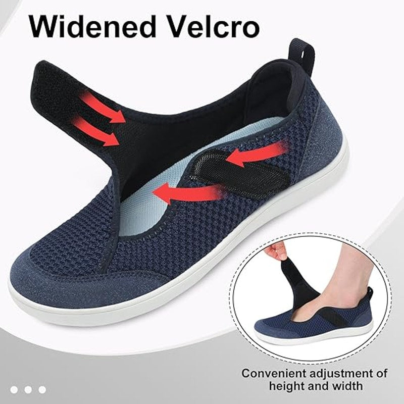 New LeIsfIt Women Size 6.5 Navy Blue Mesh Wide Toe Box Adjustable Diabetic Shoes