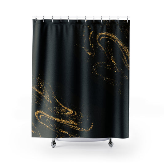 Elegant Black Abstract Shower Curtain, Modern Bathroom Decor, Luxurious Home Accessories, Stylish Bathroom Decor, Unique Gift Idea