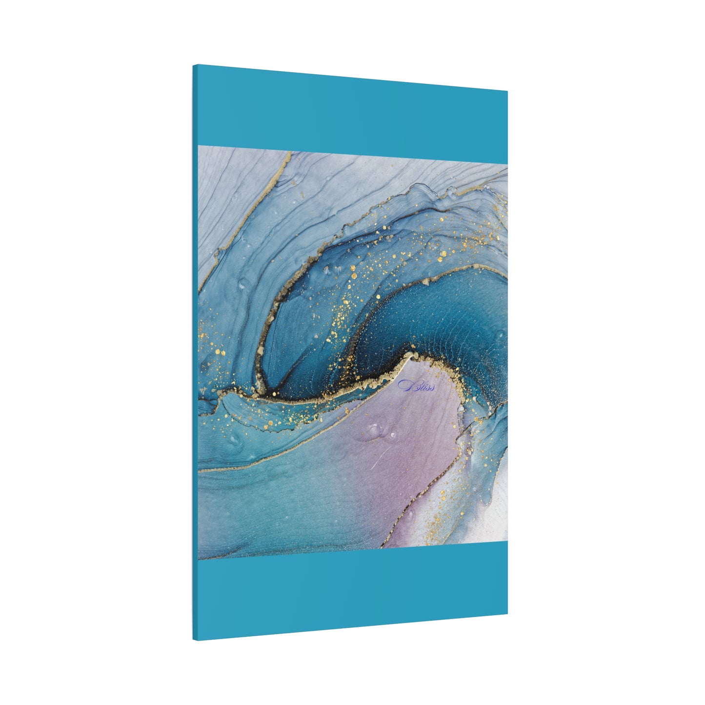 Canvas Wall Art, Abstract Ocean Wave, Modern Decor, Home Office, Gift for Her, Blue Gold Artwork, Living Room Wall Decor