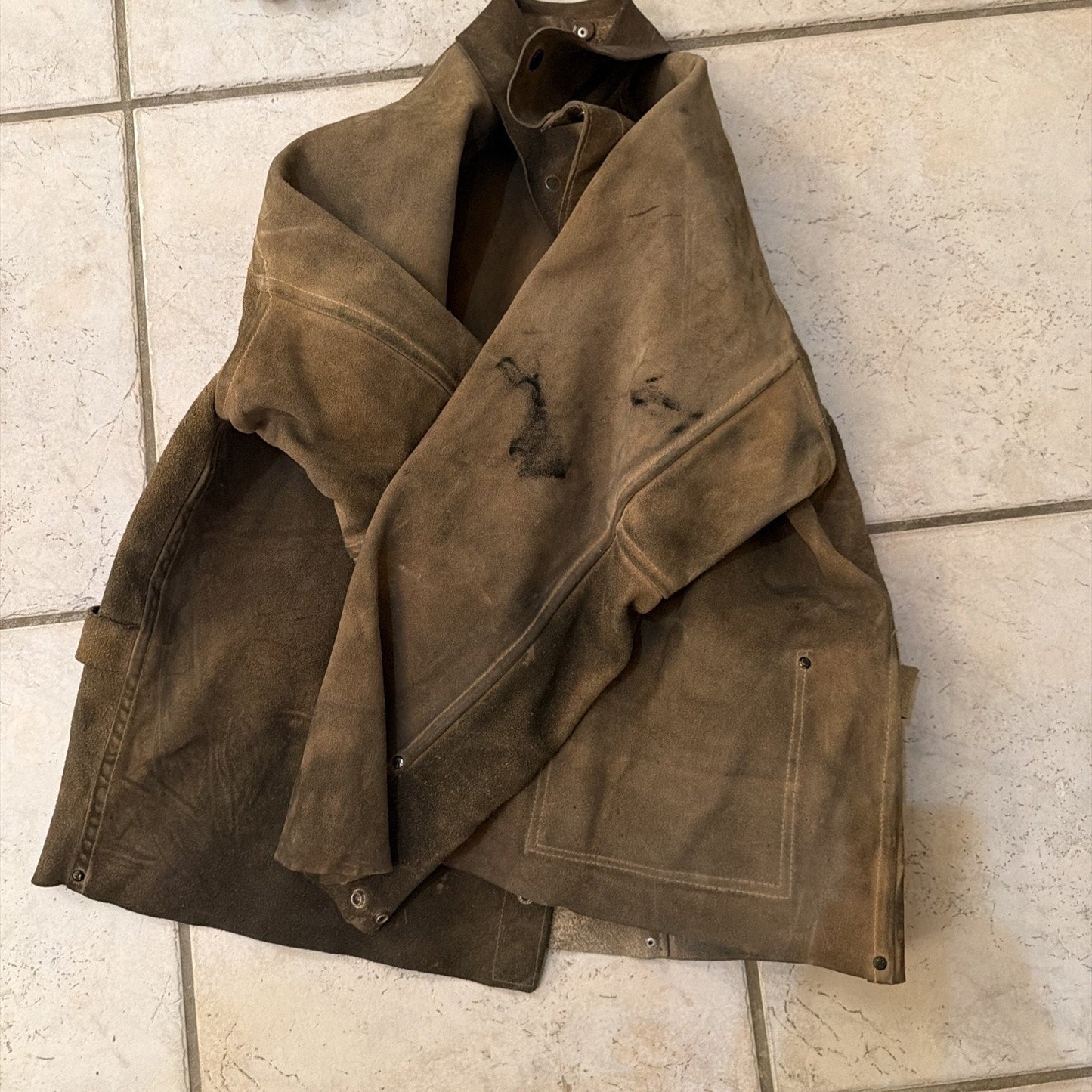 Leather Welding Jacket Coat w/ Gloves Lot Heavy Duty