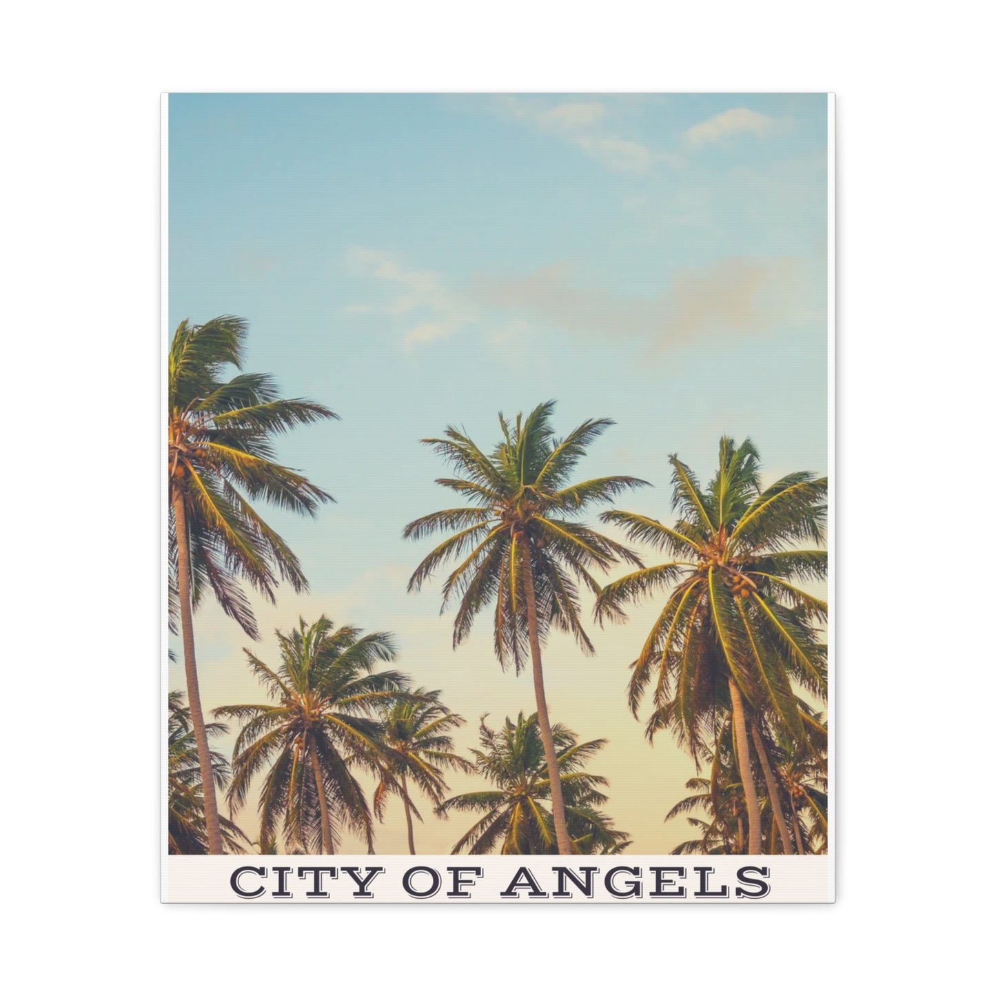 Tropical Palm Tree Canvas Print, City of Angeles Tropical Wall Art, Los Angeles Beach Decor, California Nature Photography, Home Decoration, Gift for Beach Lovers