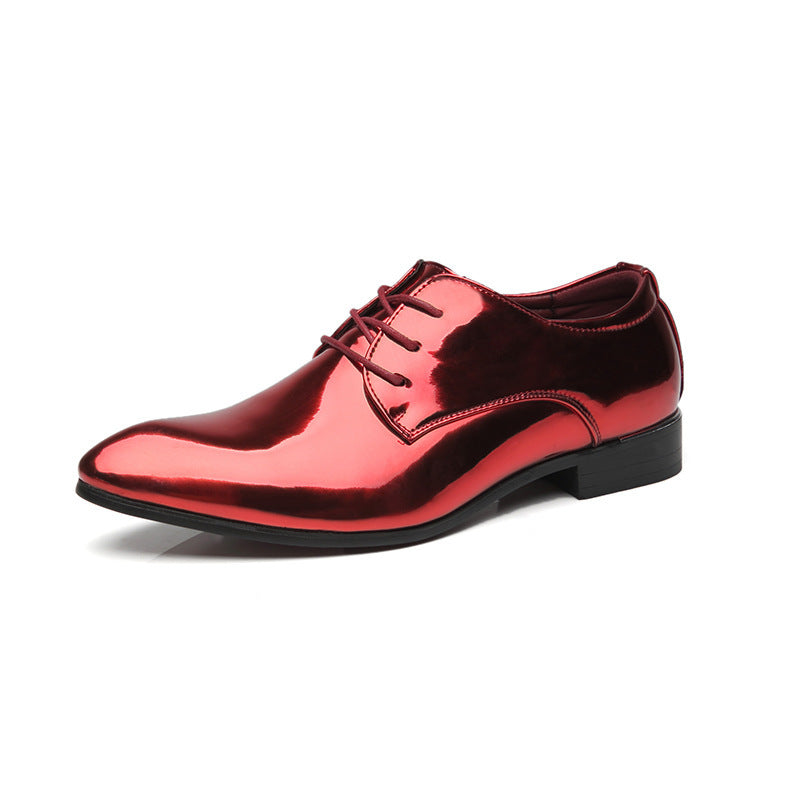 British Pointed Leather Shoes Men's Fashion Bright Leather Men's Shoes Foreign Trade Leather Shoes Amazon Wish LAZADA