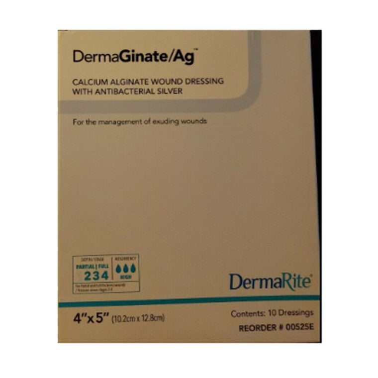 Dermarite DermaGinate/ Ag Alginate  Dressing  With Antibacterial Silver 4X 5 In 10 Ct