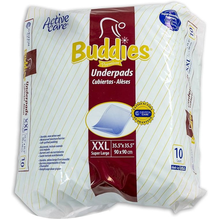 Griffin Buddies™ Premium XX-Large Underpads – 36 x 36 Inches (10 Count)