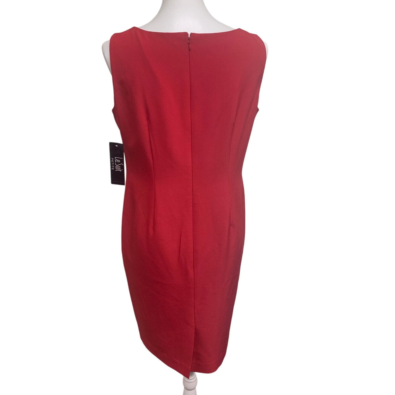 New Le Suit Petite Womens 10P Sleeveless Fitted Career Red Sheath Midi Dress