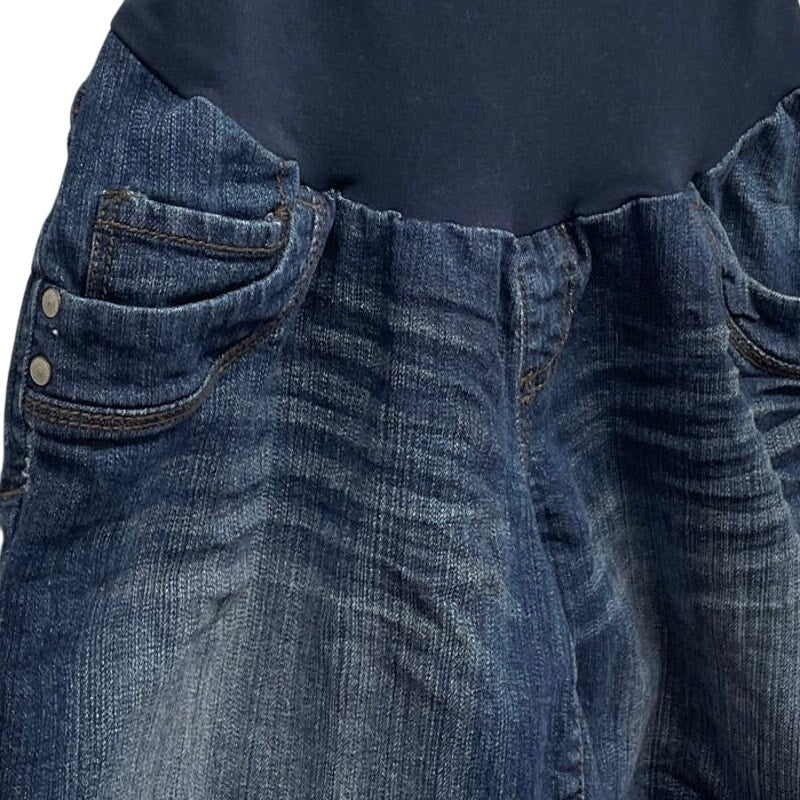 Motherhood Maternity Medium Stretchy Belly Panel Dark Denim Blue Jean Shorts