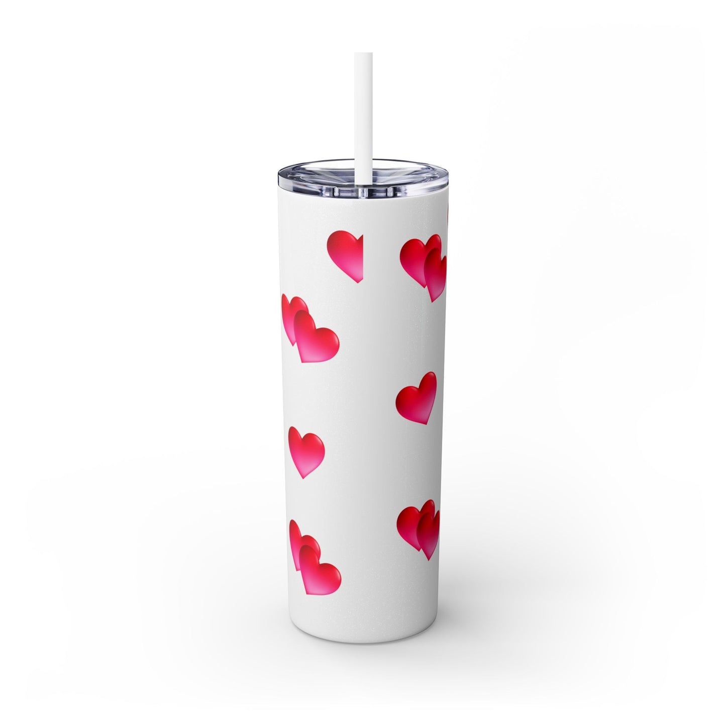 Gepasmaakte Glitter 20oz Dun Tumbler met Pienk Hartpatroon — [Jou Naam Hier]