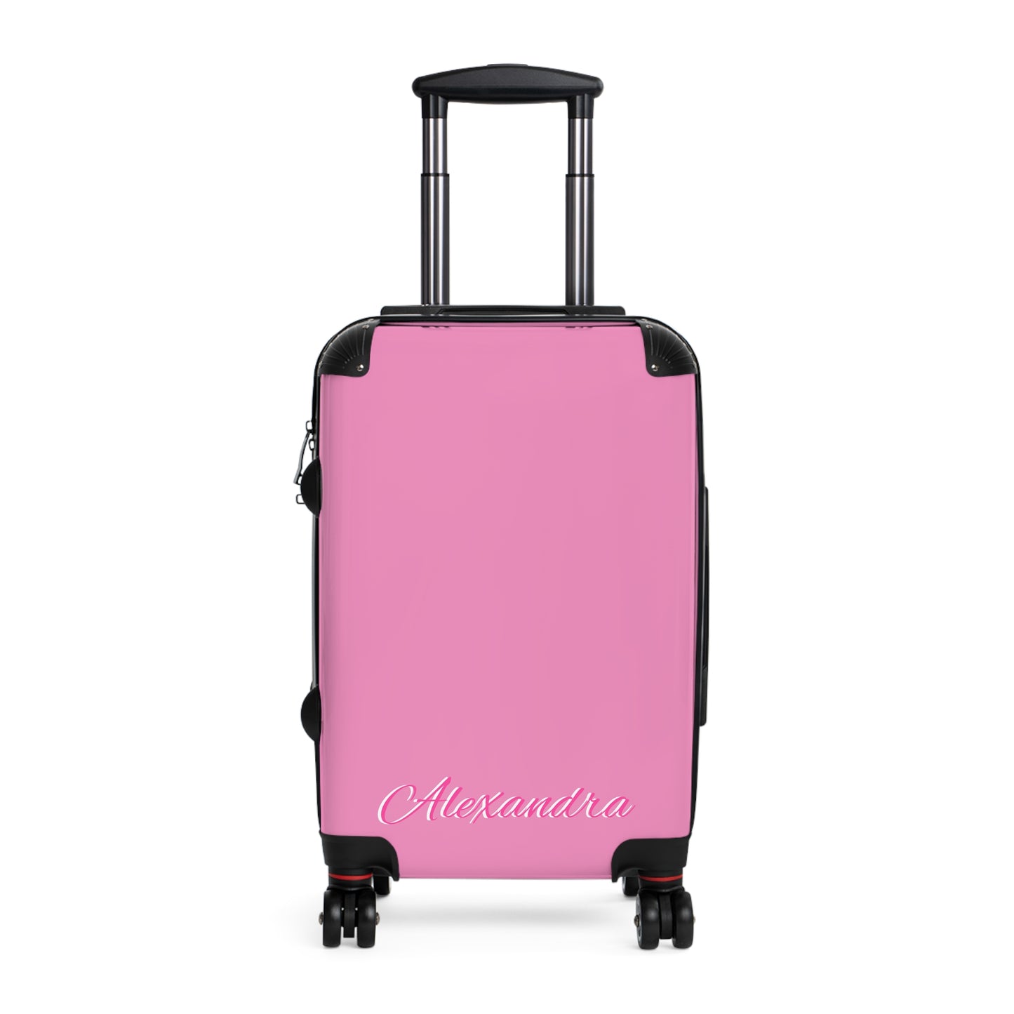 Personalized Name Solid Pink Suitcase, Carry-On Luggage, Hard Shell Spinner