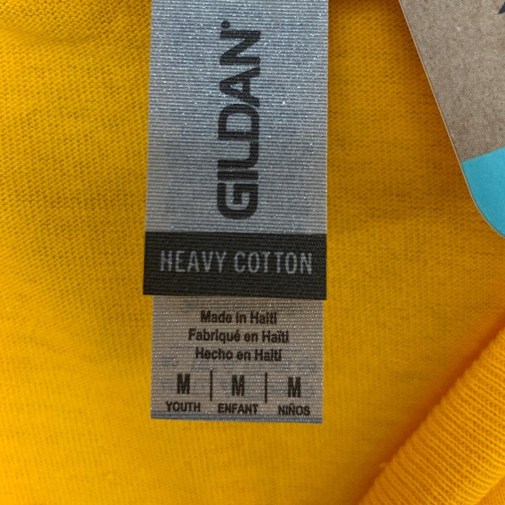 New Hand Printed Youth Medium Yellow Amen Amen Amen Jesus Crew Neck Tee