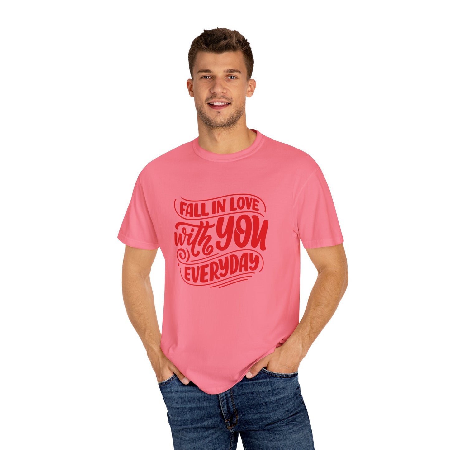 Fall in Love with YOU Quote T-shirt for Couples, Valentine's Day, Gifts for Him/Her, Casual Everyday Wear, Comfortable Unisex Tee