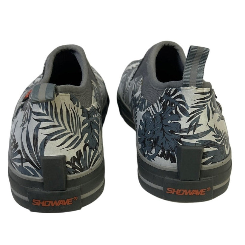 Showave Womens Size 10 Gray Fern Leaf Closed Round Toe Waterproof Garden Shoes