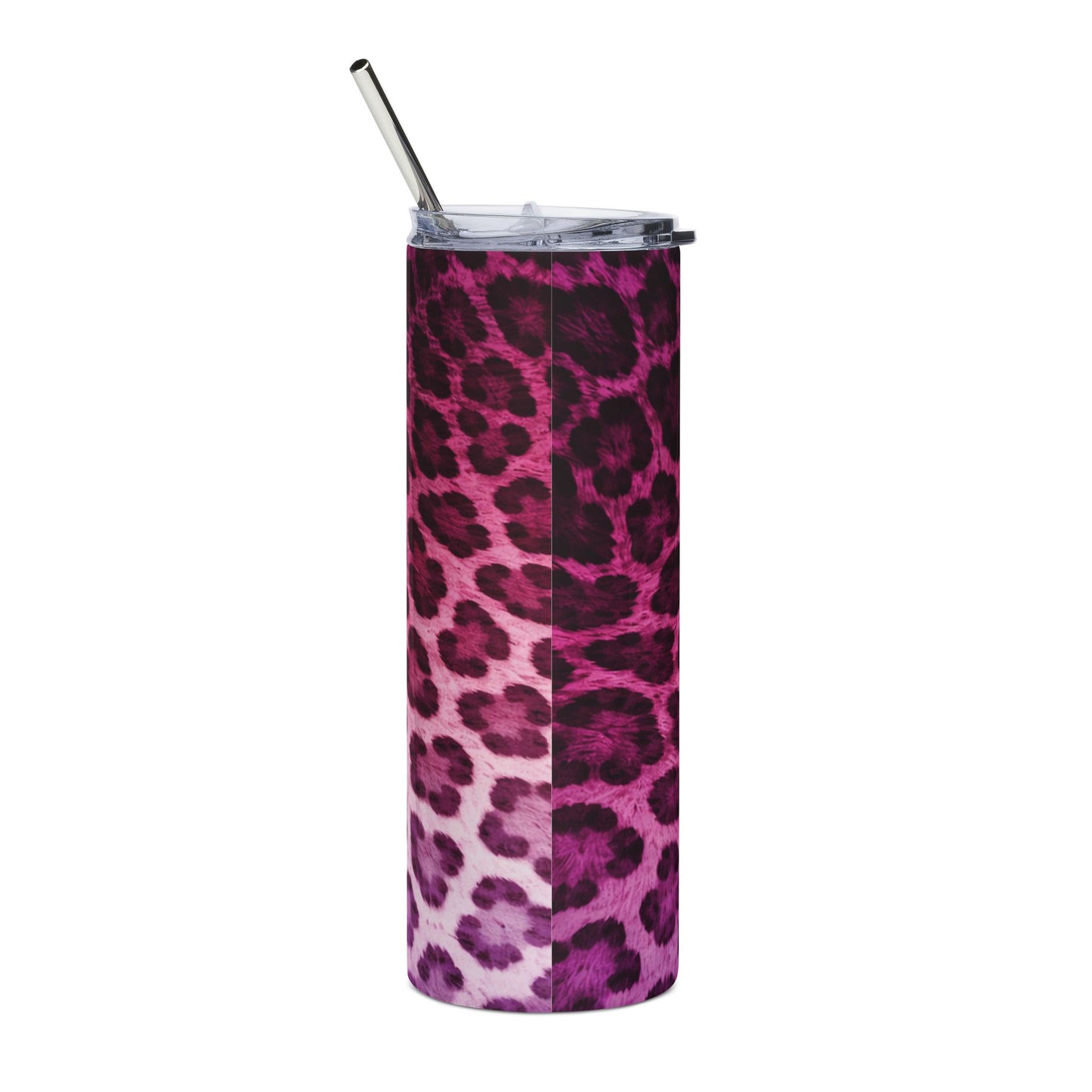 20oz Stainless Steel Tumbler — Pink Ombre Leopard Print Insulated Travel Cup